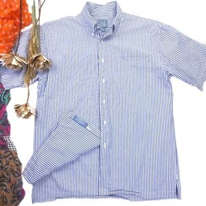 Jos. A. Bank Seersucker Blue and White Striped Men's Shirt Sz M
